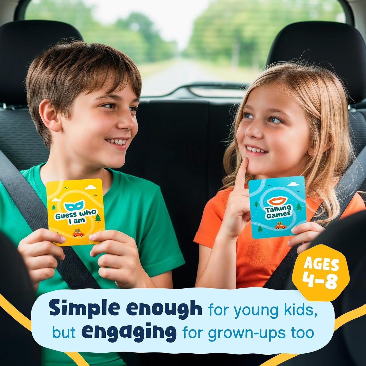 WELL BALANCED 5-in-1 Road Trip Games for Kids Ages 4-8 – Car Games, Riddles, Trivia, Scavenger Hunt – Car Ride Essentials for Screen-Free Fun – Road Trip Activities for Kids