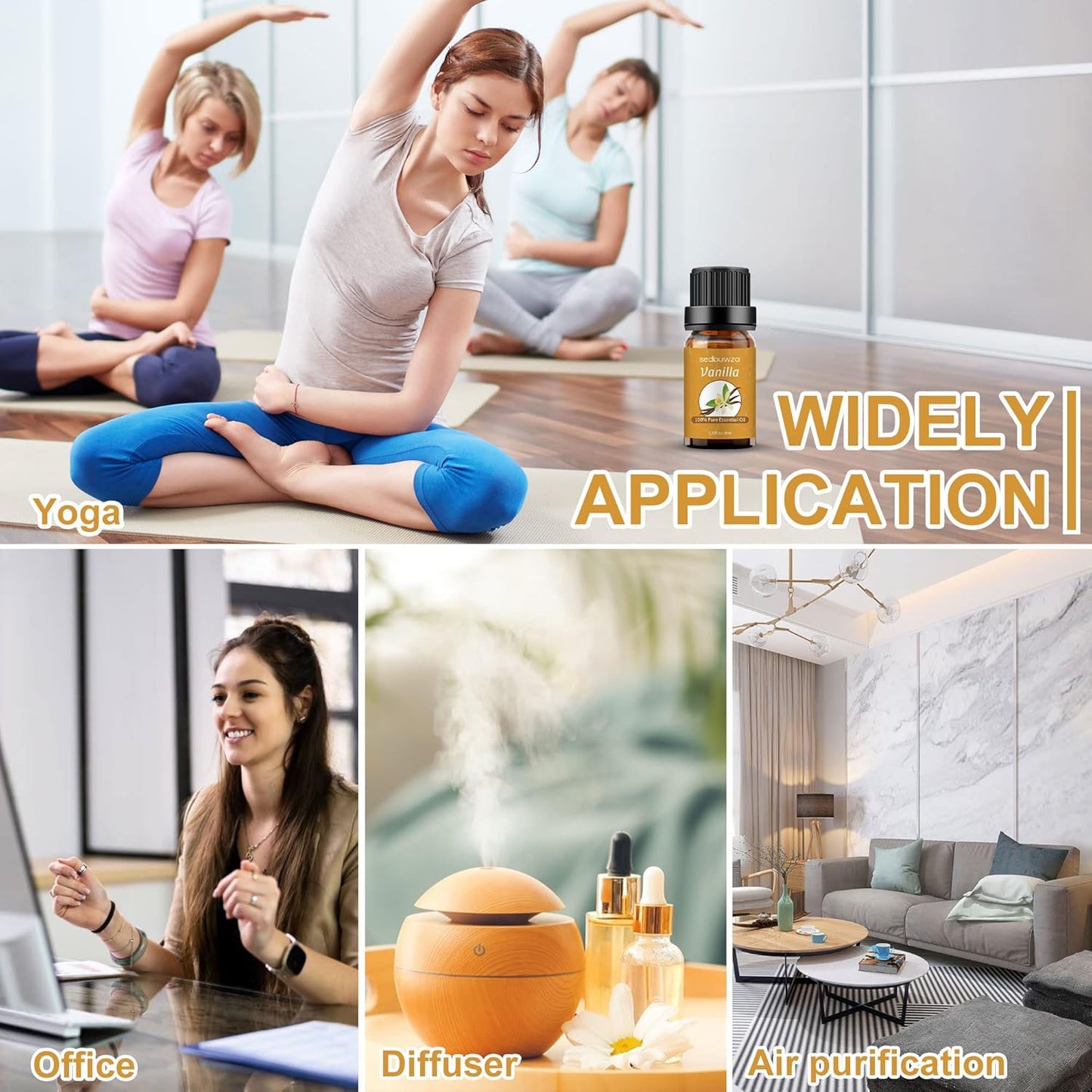 Sedbuwza Vanilla Essential Oil, Pure Organic Vanilla Fragrance Oil for Diffuser, Humidifier, Soap, Candle, Perfume