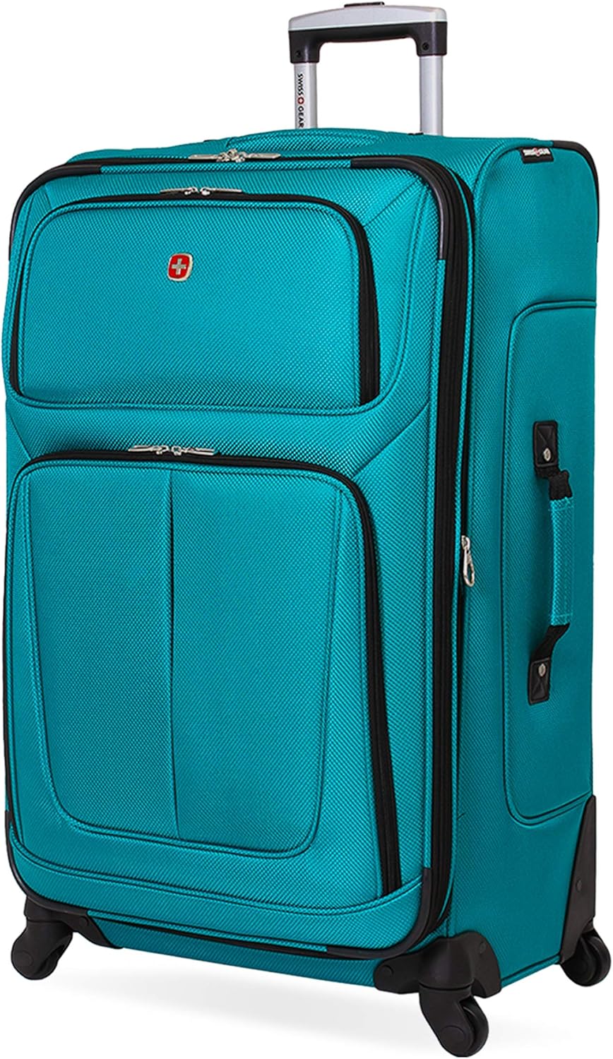 SwissGear Sion Softside Expandable Luggage, Teal, Checked-Large 29-Inch