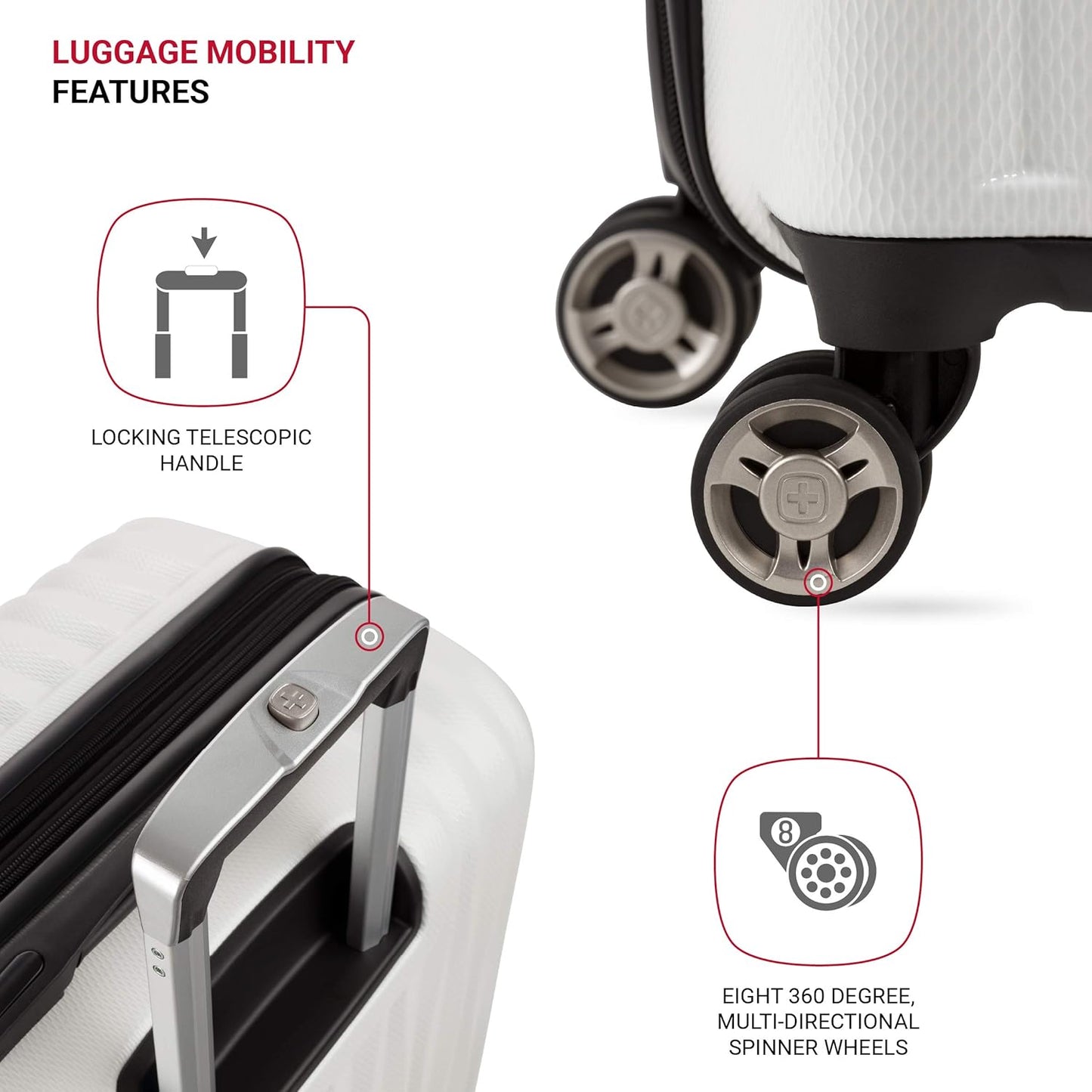 SwissGear 7272 Energie Expandable Hardside Luggage with Spinner Wheels and TSA Lock, White, Checked-Large 27-Inch