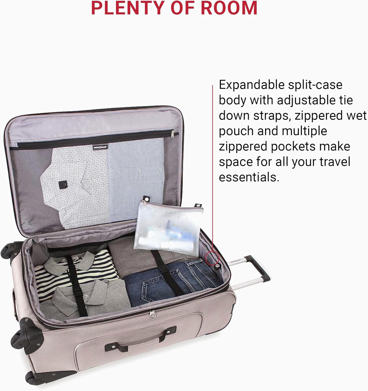 SwissGear Sion Softside Expandable Luggage, Pewter, Checked-Large 29-Inch