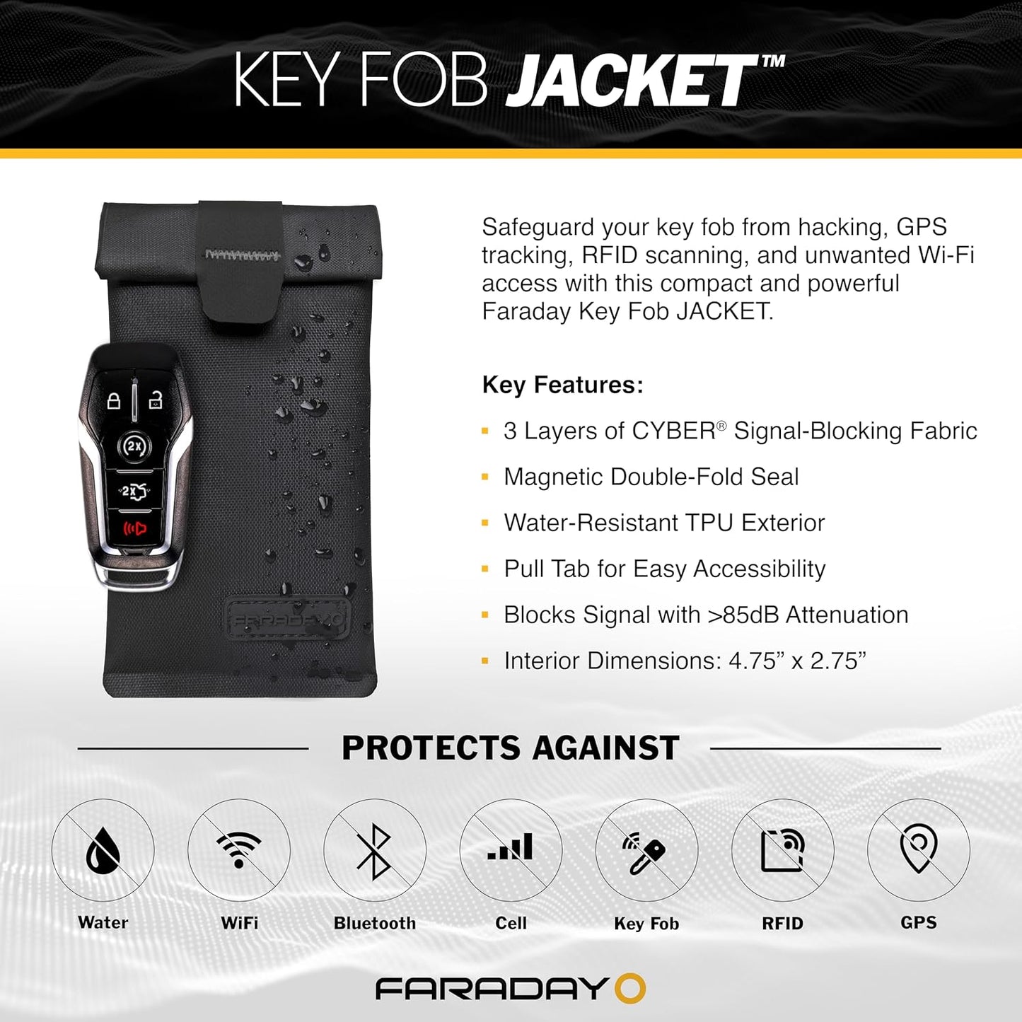 Faraday Key Fob Jacket® - RFID Shield | Anti-Theft Protection | Water Resist | Magnetic Close