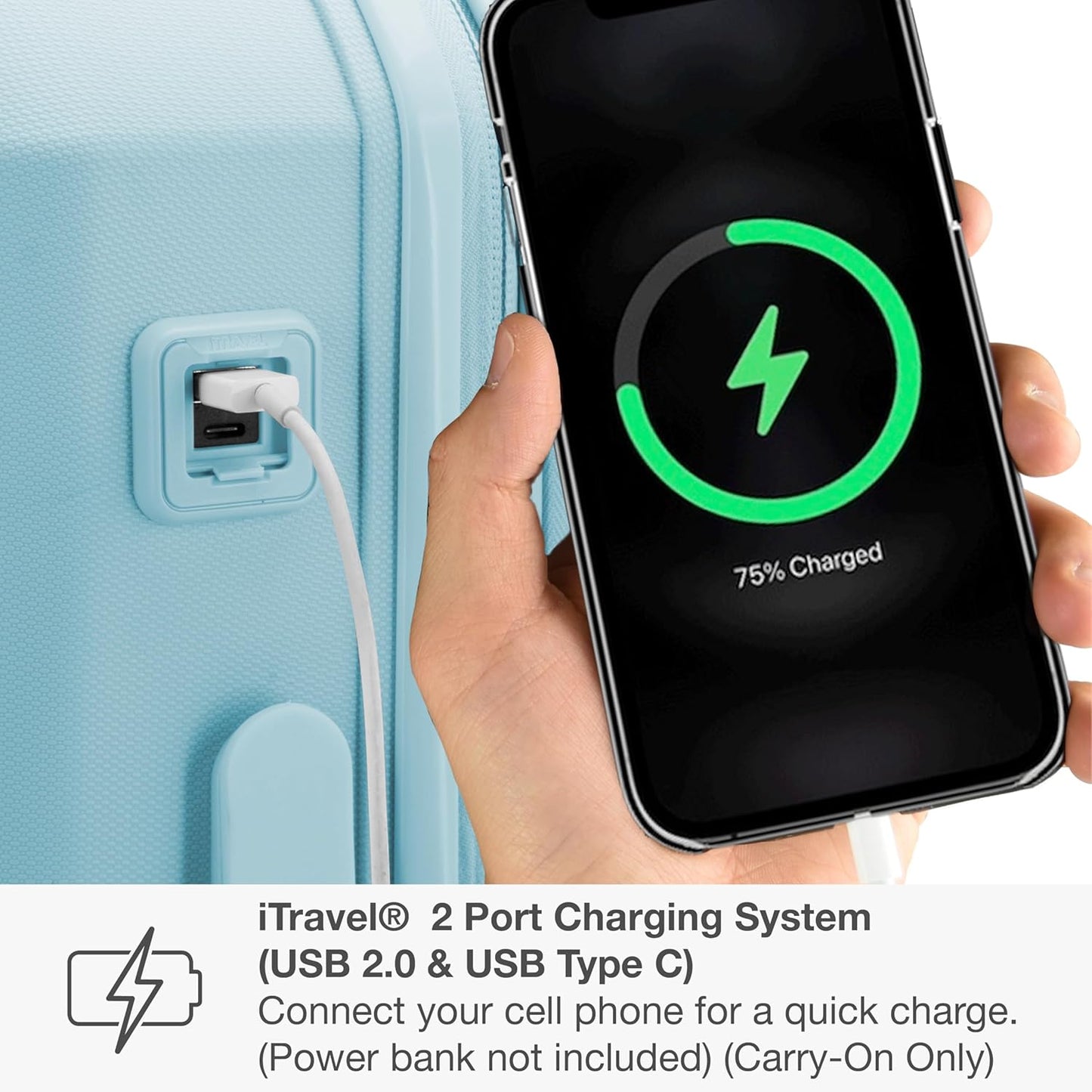 Traveler's Choice Pagosa Indestructible Hardshell Expandable Spinner Luggage, Baby Blue, 3-Piece Set (22/26/30)