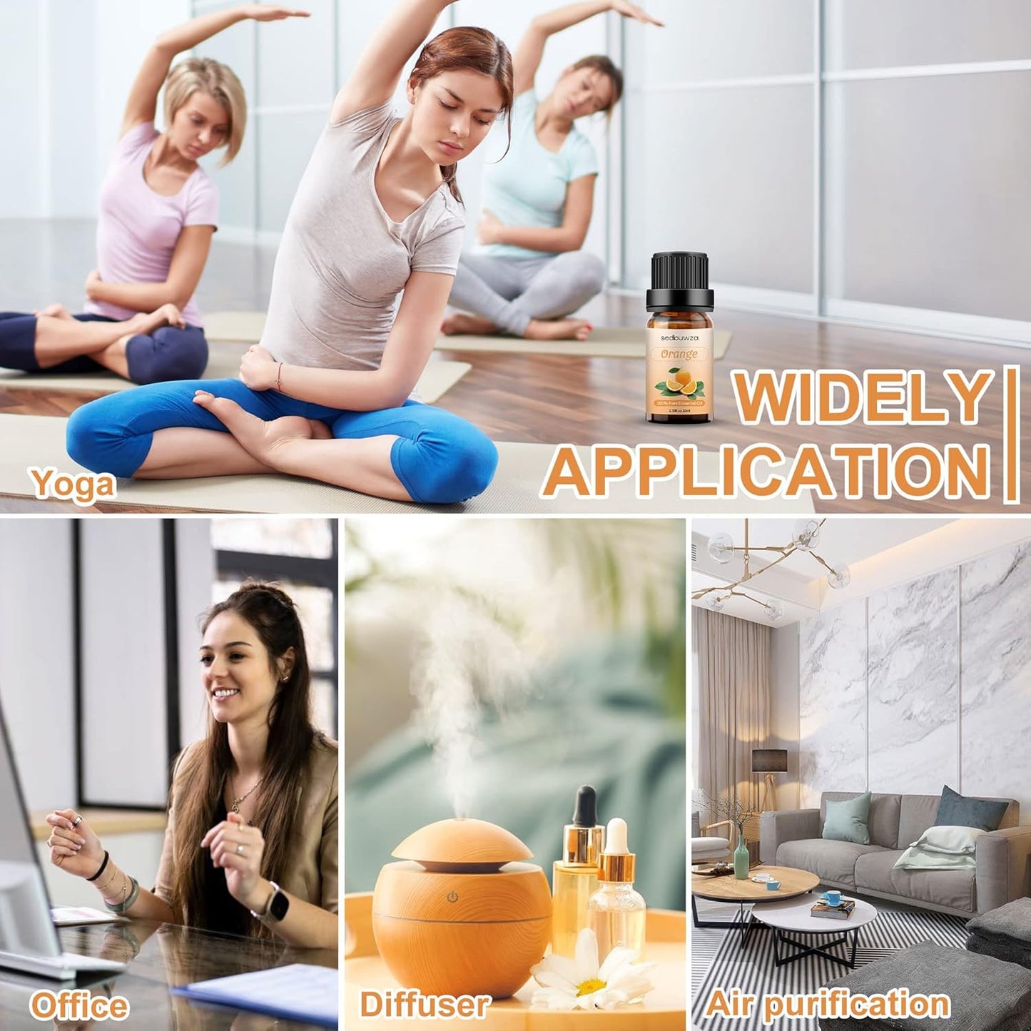 Sedbuwza Orange Essential Oil, Pure Organic Orange Fragrance Oil for Diffuser, Humidifier, Soap, Candle, Perfume