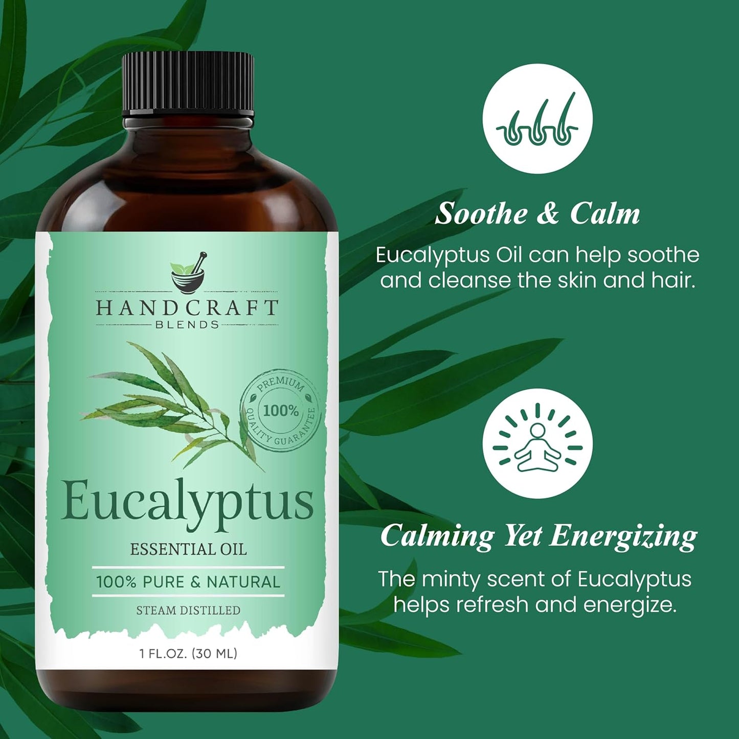Handcraft Blends Eucalyptus Essential Oil – 1 Fl Oz – 100% Pure and Natural – Premium Grade Essential Oil for Diffuser and Aromatherapy, Skin, Massage, Candle and Soap Making Fragrance