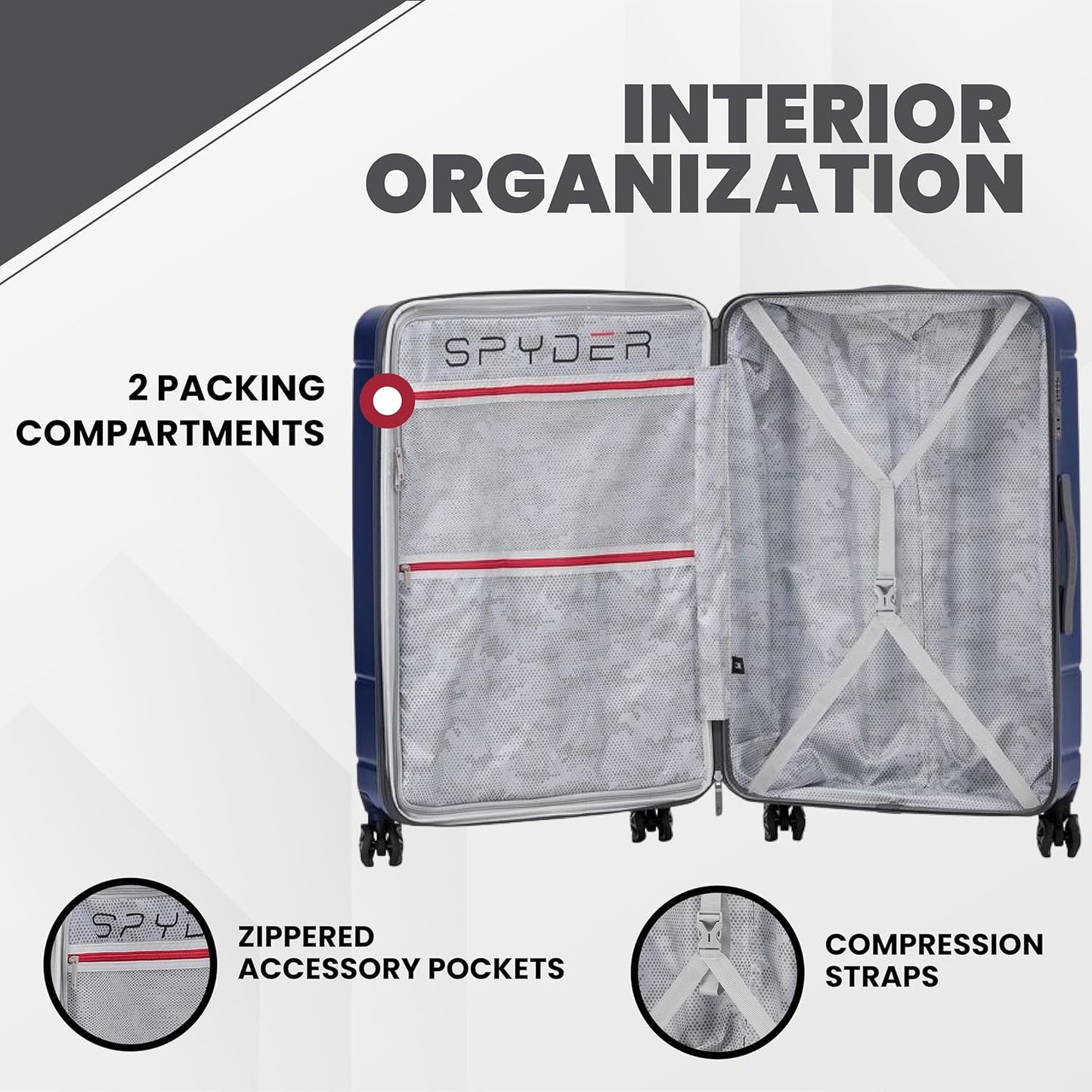 Spyder Carve 29 Inch Large Checked Luggage Expandable Hardside Upright Suitcase, Navy