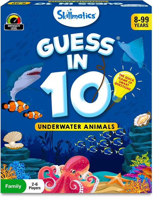 Skillmatics Guess in 10 Underwater Animals, Perfect for Boys, Girls, Kids, and Families Who Love Card Games, Toys, Board Games, Gifts for Ages 8, 9, 10 and Up