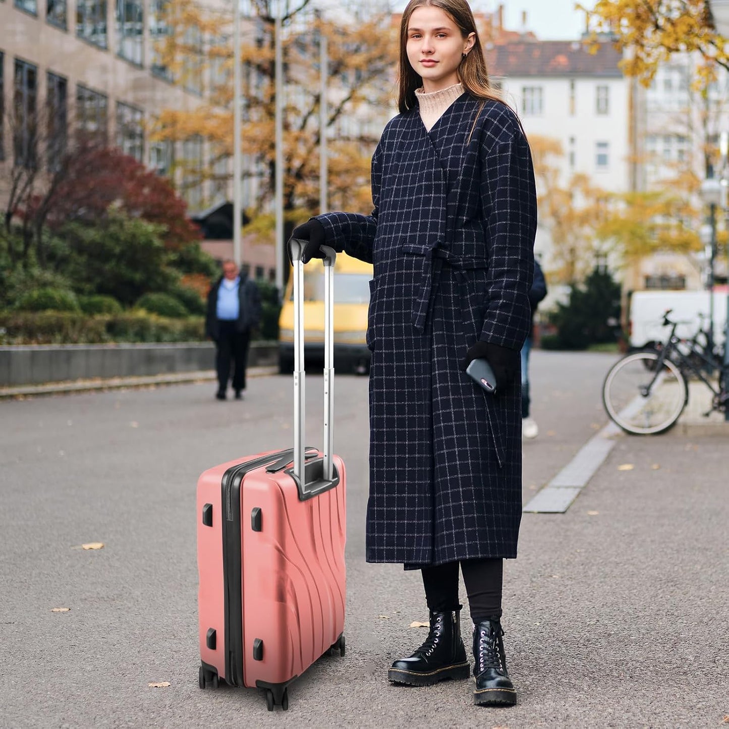 20-inch Carry-On Luggage with TSA Lock & 360° Spinner Wheels, 7.7 lbs, Scratch and Water Resistant - Ideal for Business Travel Suitcase(Pink)