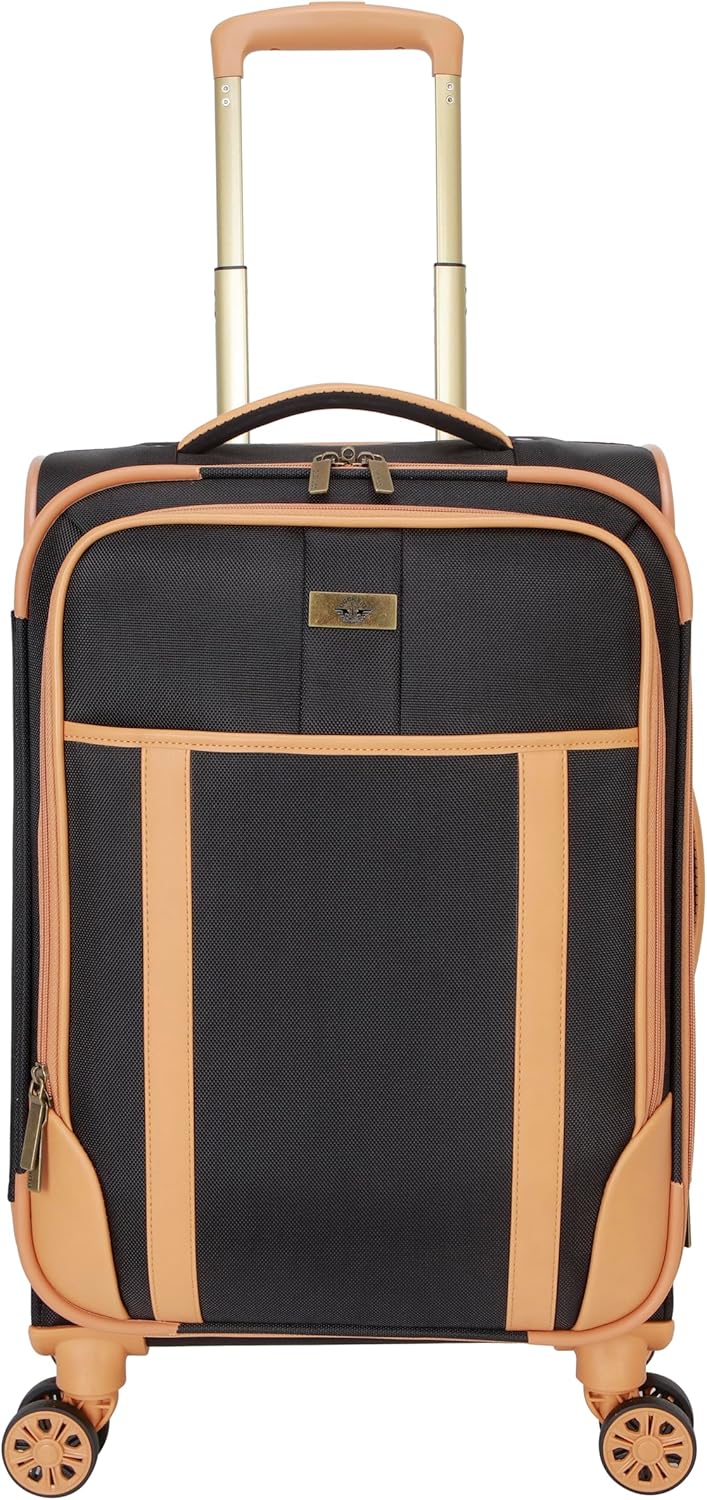 Dockers Seahorse Softside Expandable 8-Wheel Spinner Travel Luggage, Black, 20-Inch Carry On