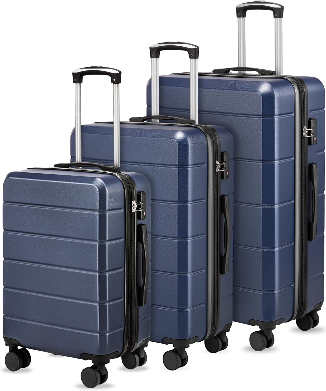 Luggage Sets 3 Piece, Expandable Hardside Suitcases with Wheels, Blue