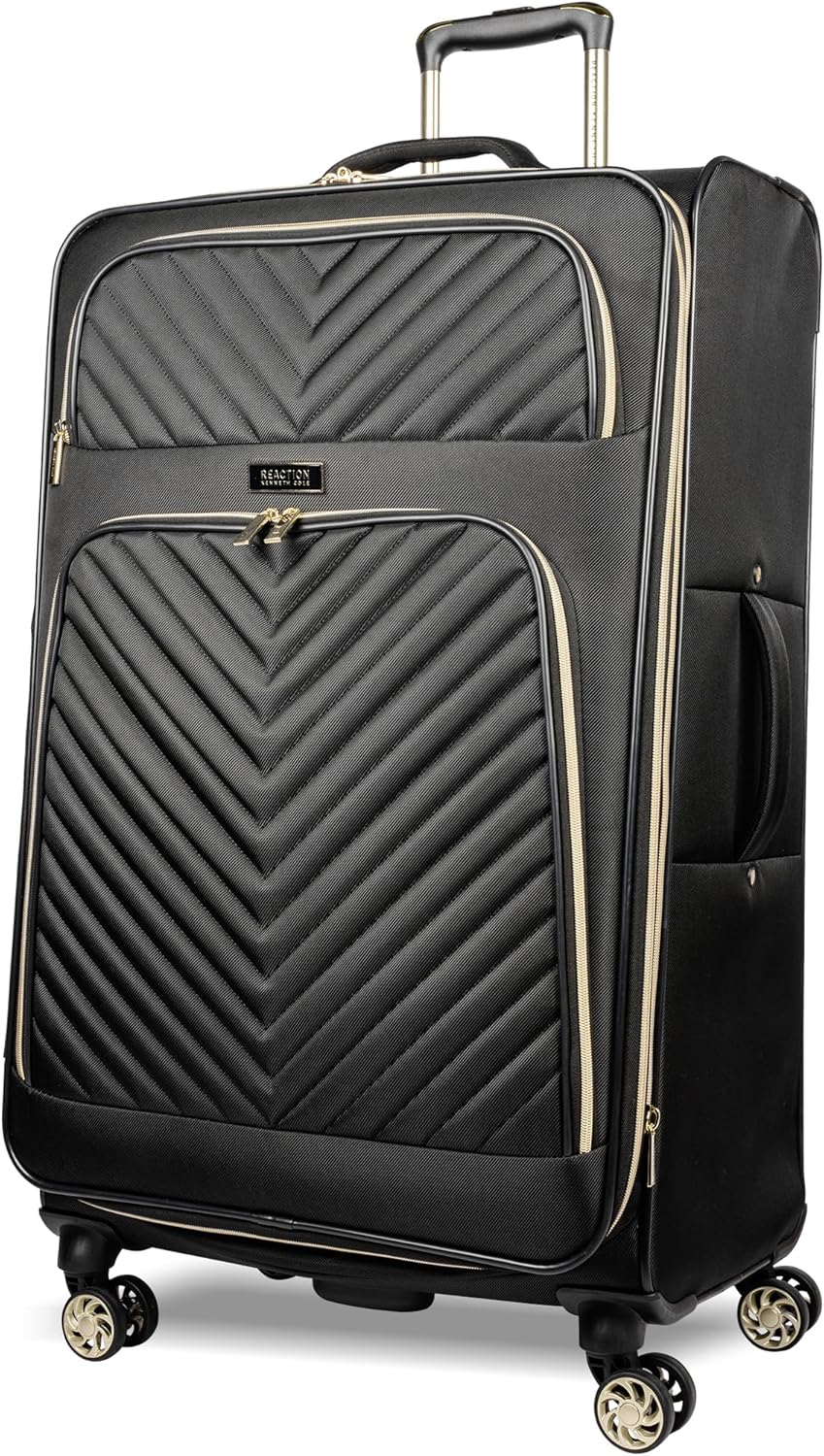 Kenneth Cole REACTION Chelsea Chevron Quilted Luggage, Black, 28-Inch Checked