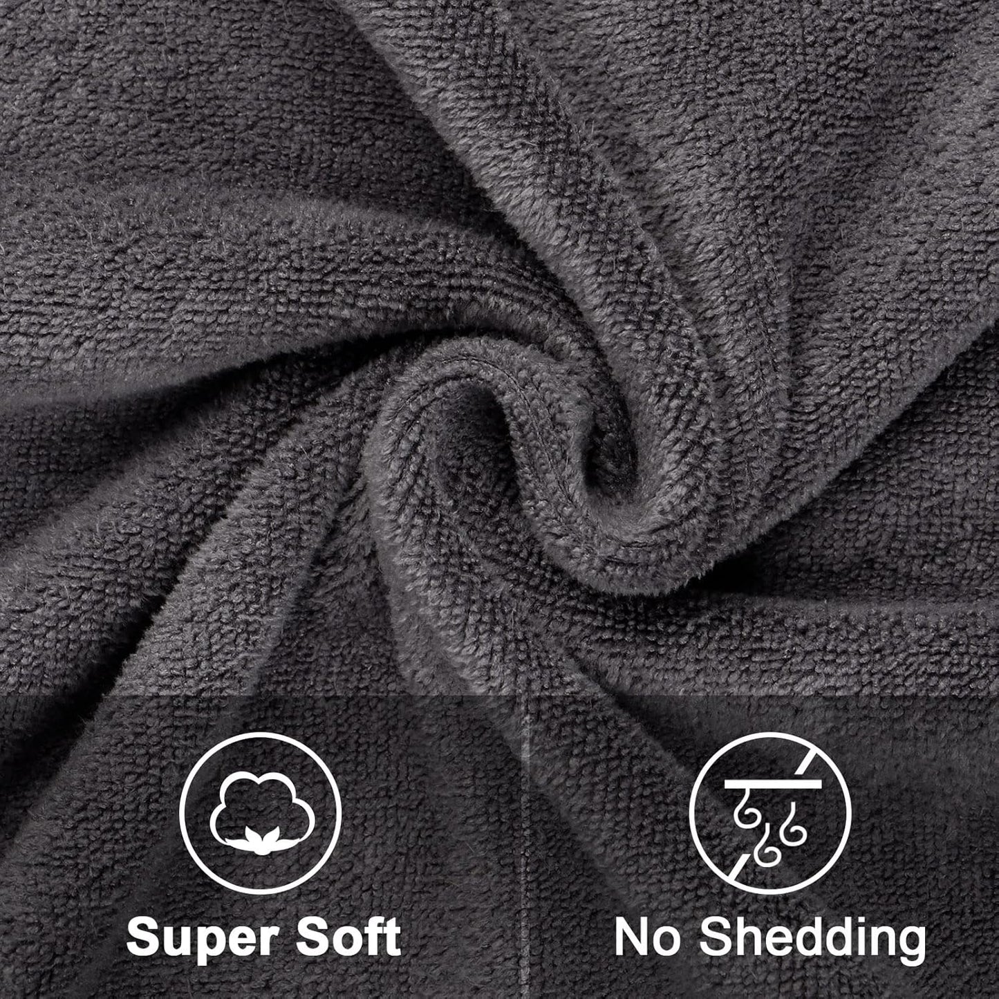 Orighty Bath Towel Pack of 4 - Soft Feel Grey Bath Towel Sets, Highly Absorbent Microfiber Towels for Body, Quick Drying, Microfiber Towels for Sport, Yoga, SPA, Fitness, (27’’ x 54’’)