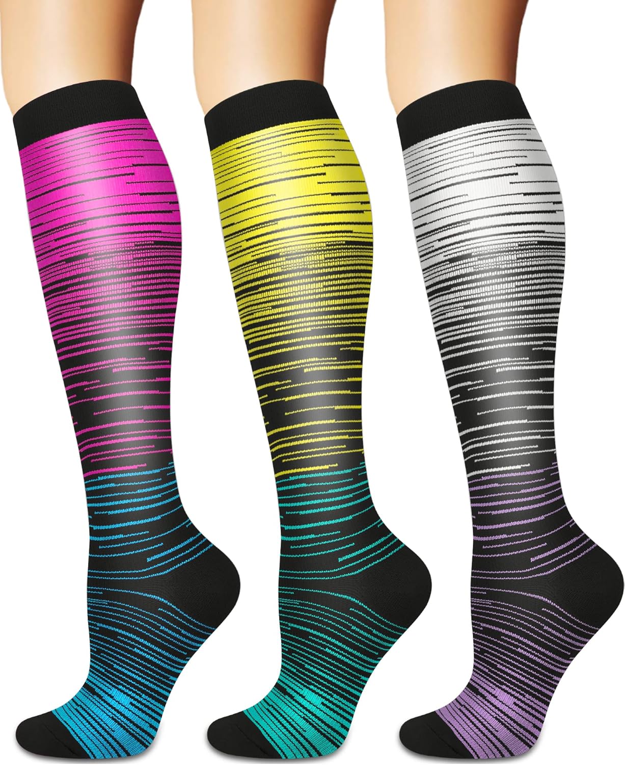 Compression Socks for Women and Men Circulation (3 Pairs) is Best Support for Running Athletic Cycling Hiking