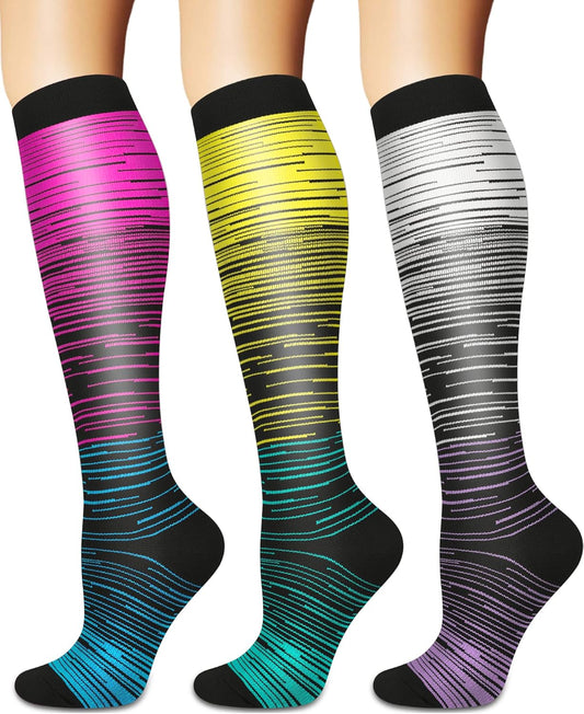 Compression Socks for Women and Men Circulation (3 Pairs) is Best Support for Running Athletic Cycling Hiking