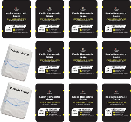 First Aid Advanced Quick Clotting Combat - Flexible Hemostatic - Stop The Bleed kit Faster Wound Packing with Quick Clotting Medical - Survival Kit Supplies - 3" x 12.5' (CT-GAUZE10)