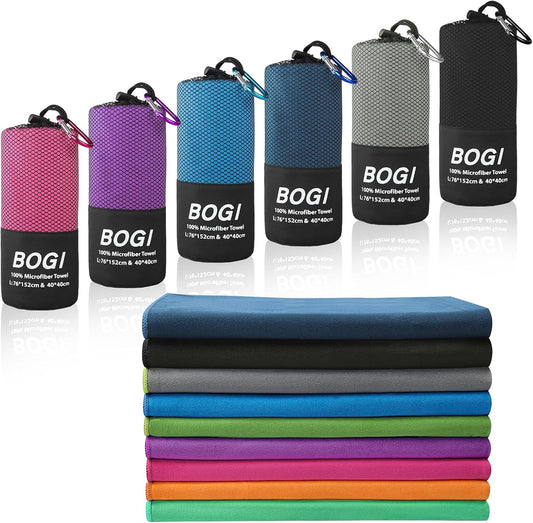 BOGI Microfiber Travel Sports Towel-Quick Dry Soft Lightweight Absorbent Compact for Camping Gym Beach Bath Yoga Backpacking (S:16''x32'',2Pcs-Black)