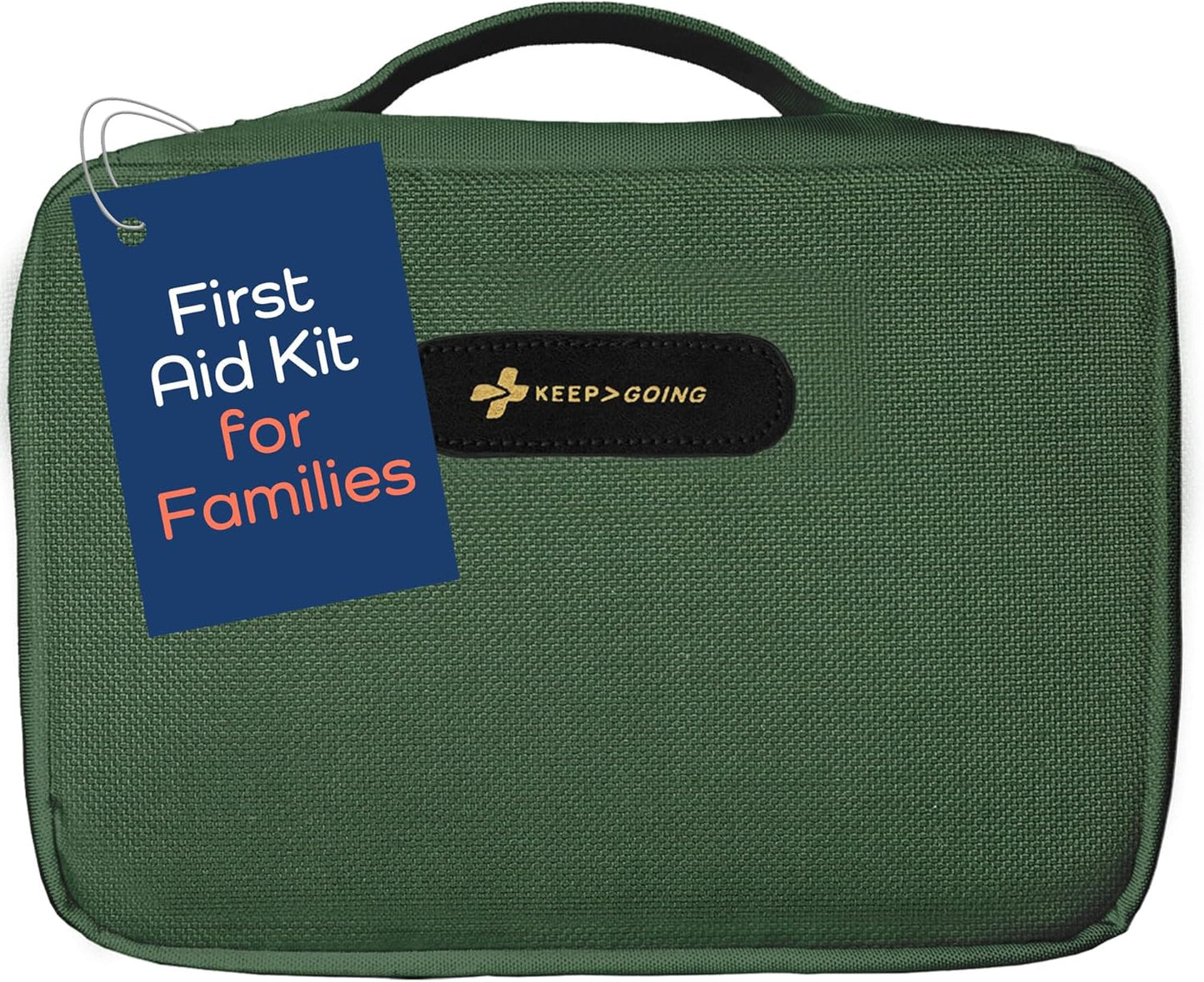 KeepGoing Large Home First Aid Kit for Kids – 270 Pc. for Car, Home, Dorm, & Boat with Latex-Free Bandages – 10 x 7 x 3.5 in. Travel First Aid Kit (Hunter Green)