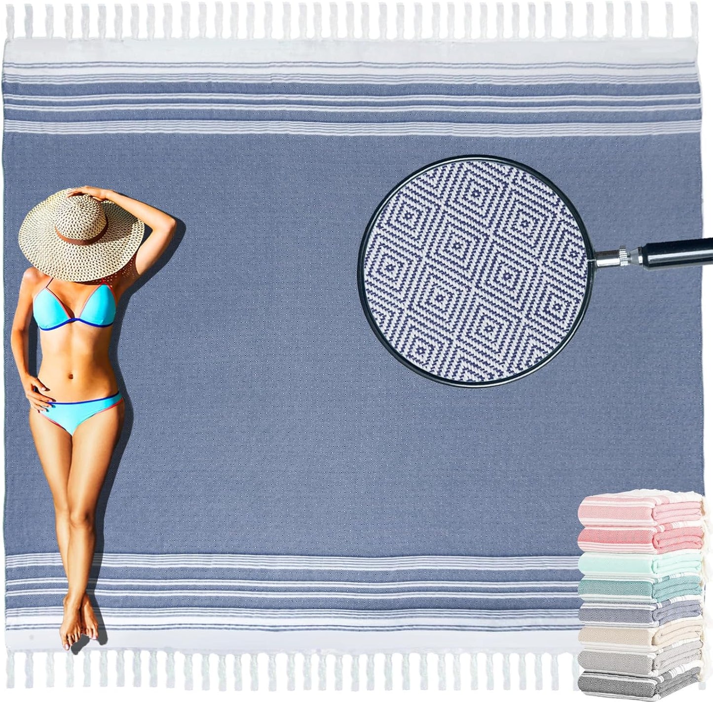 Oversized Turkish Beach Towel Blanket Cotton Giant XL Sandproof Towels Huge Linen XXL Extra Large Big Throw Quilt Blankets for Adults Cloud Travel Camping Glamping Accessories Essentials