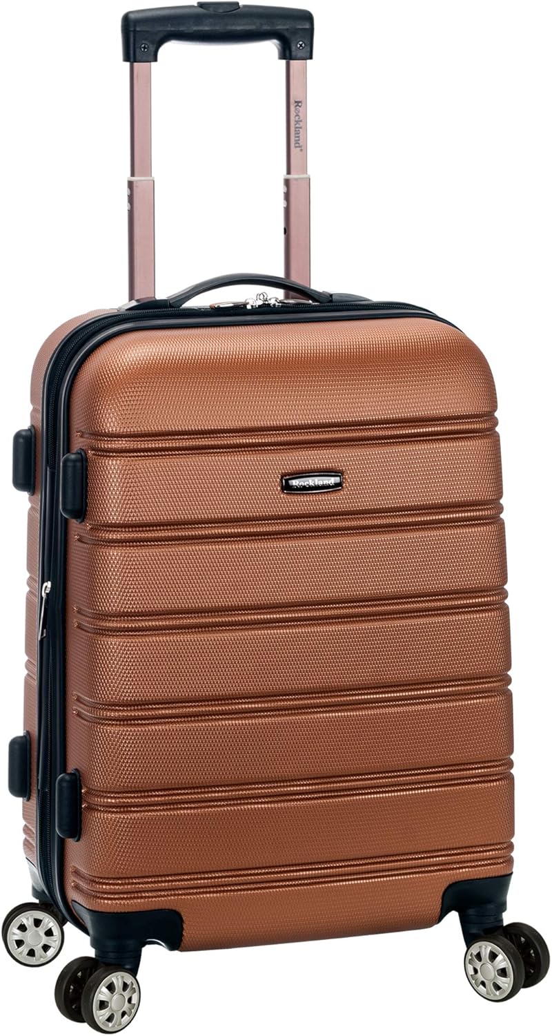 Rockland Melbourne Hardside Expandable Spinner Wheel Luggage, Brown, Carry-On 20-Inch