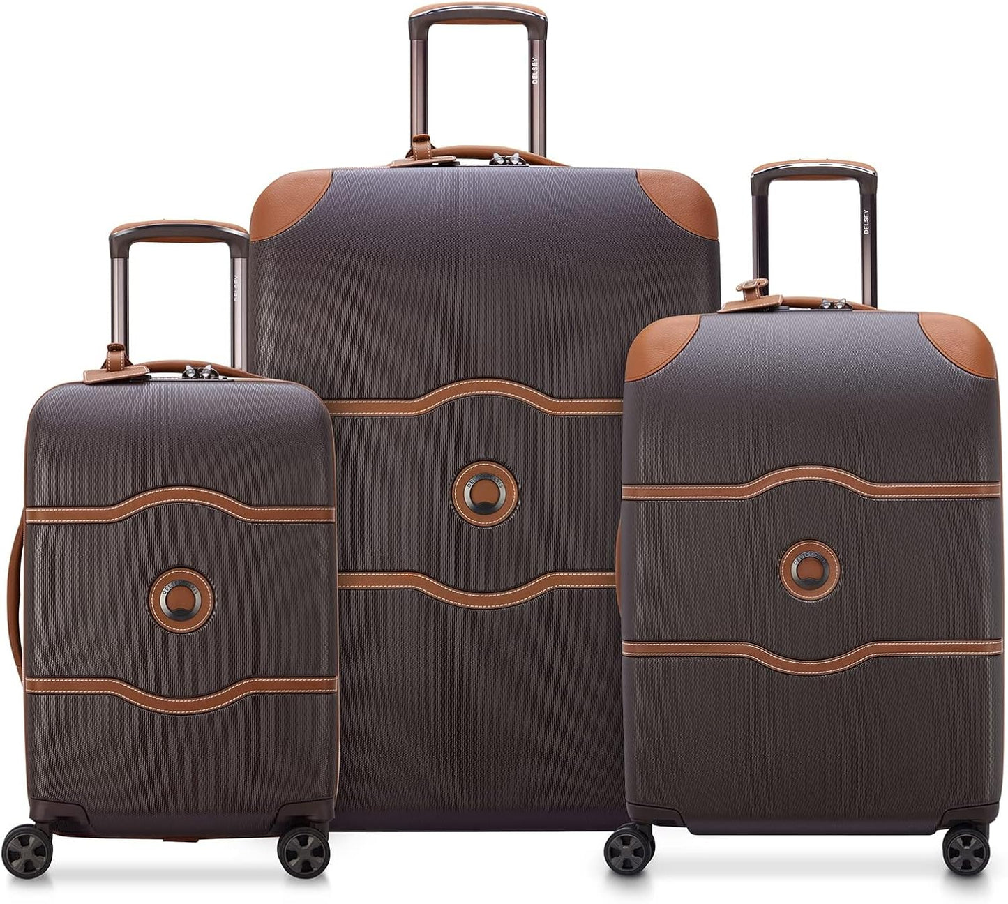 DELSEY PARIS Chatelet Air 2.0 Hardside Luggage with Spinner Wheels, Chocolate Brown, 3 Piece Set, (19/24/28)