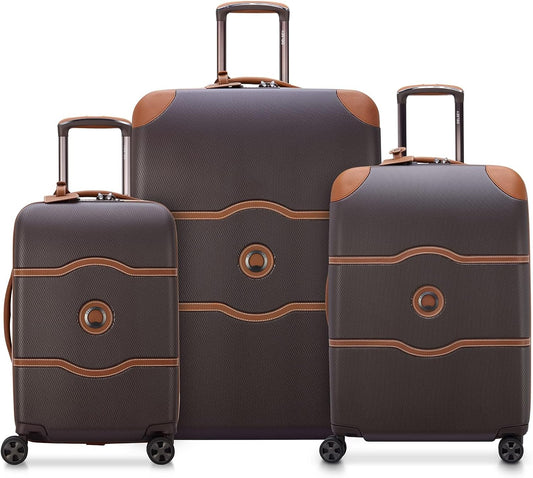 DELSEY PARIS Chatelet Air 2.0 Hardside Luggage with Spinner Wheels, Chocolate Brown, 3 Piece Set, (19/24/28)