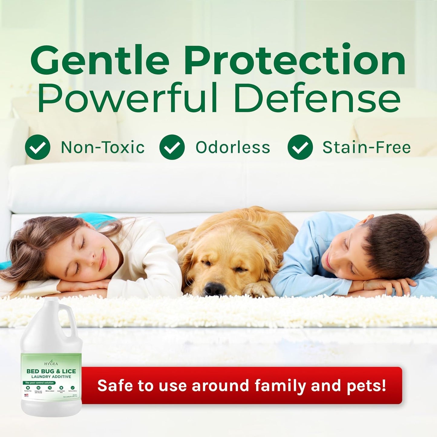 Hygea Natural Lice and Bed Bug Laundry Additive - Environmentally Responsible, Odorless, and Stain-Free Liquid Laundry Treatment - Safe for Children and Pets - Any Water Temperature (1 Gallon)