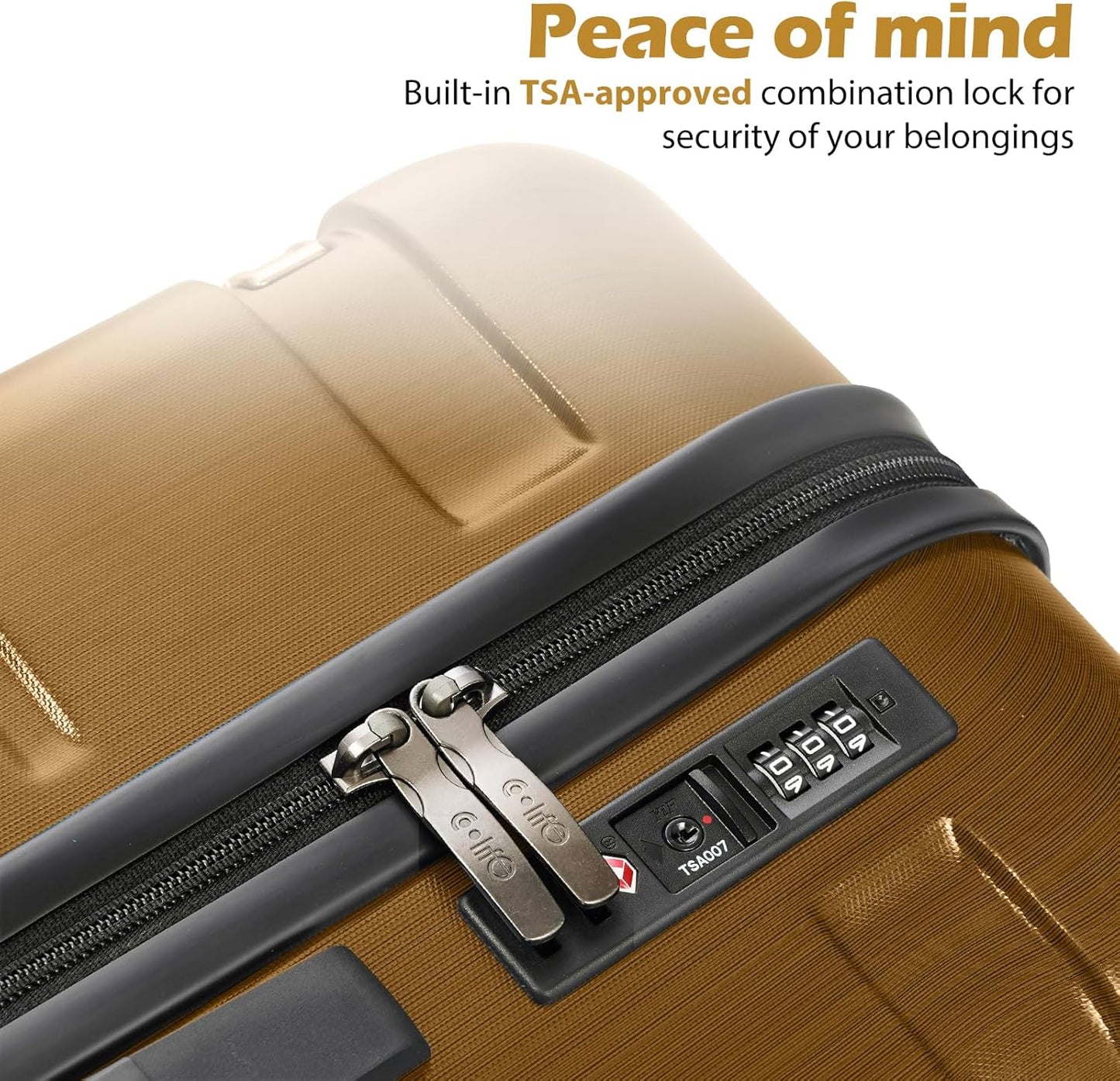 Coolife Luggage PC+ABS Expandable Hardshell Suitcase with TSA Lock, Spinner Checked Lightweight (Black brown, 28in)