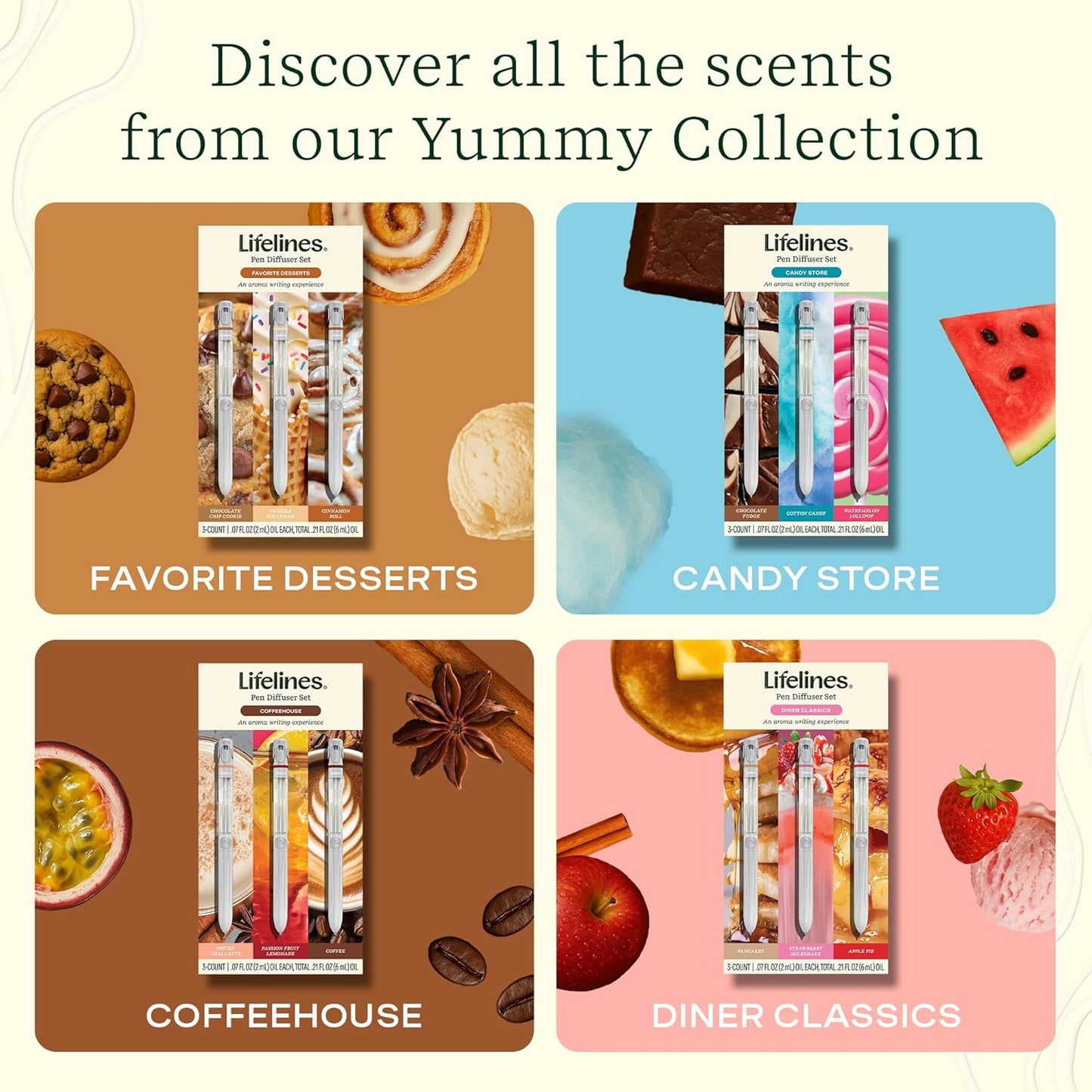 Lifelines Pen Diffuser Set, Cinnamon Roll - 1mm Black Ballpoint Pen with Scented Essential Oil Blend & 2 Ink Refills – Aromatherapy Diffuser & Sensory Immersion Diffuse Aroma As You Write