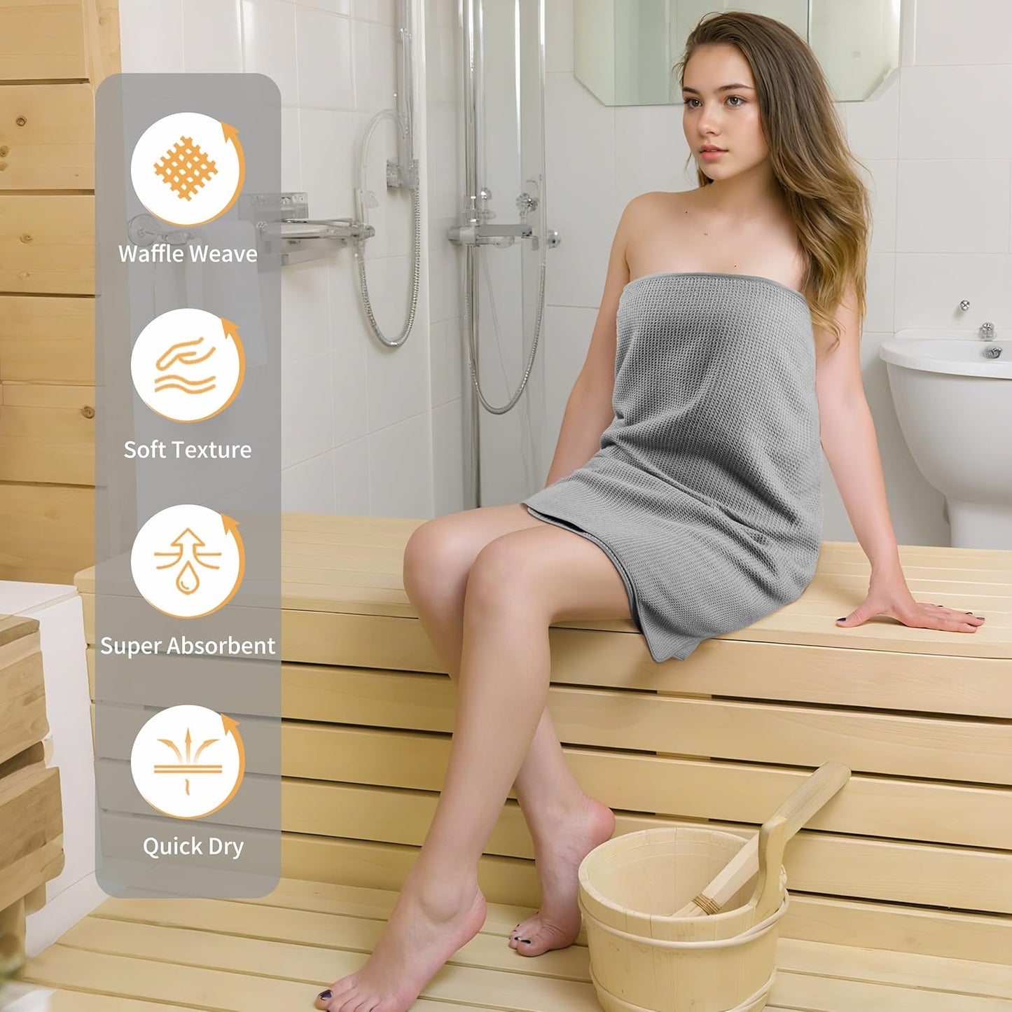 POLYTE Microfiber Oversize Quick Dry Lint Free Waffle Bath Towel for Body, 60 x 30 in, Set of 2