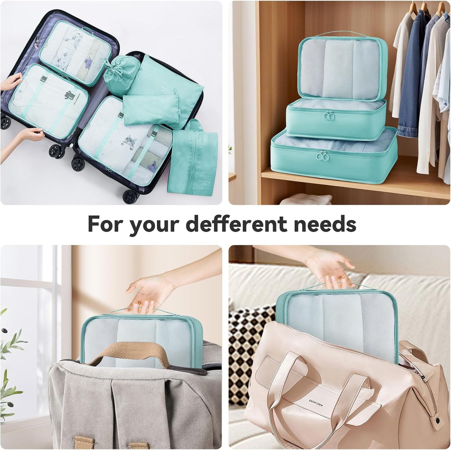 AnyZip Luggage Sets 10 Piece Hardshell Suitcase Set PC ABS Lightweight Travel Suitcases with 4 Double Spinner Wheels TSA Lock 20 24 28 Inch with 7 Storage Bags Apple Green