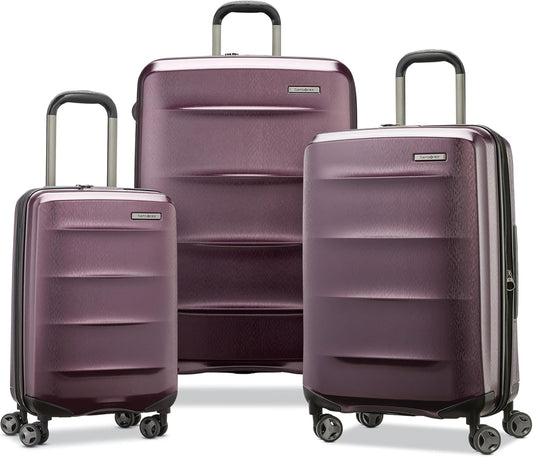 Samsonite Octiv Lightweight Hardshell 3-Piece Luggage Set (20/24/28) - Durable & Impact Resistant, 360° Aero Trac Spinner Wheels, Adjustable Telescopic Handle, Expandable, TSA Approved Lock - Purple