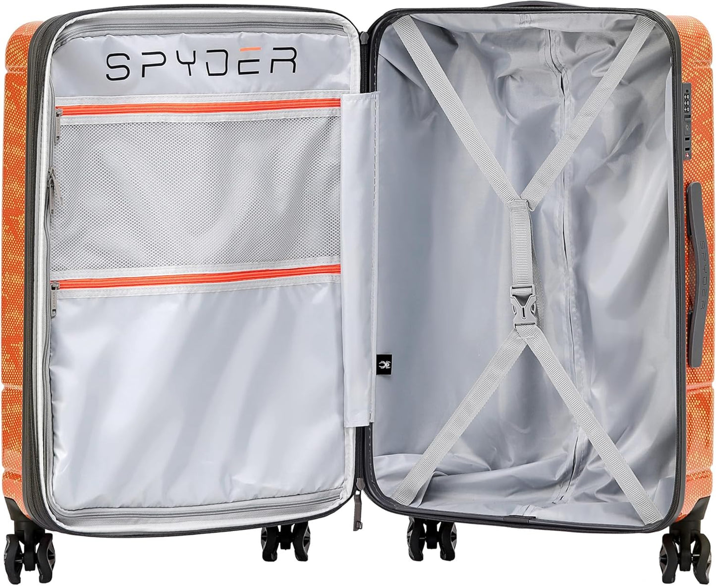 Spyder Matrix 3-Piece Hardside Luggage Set (20", 25", 29"), Durable Lightweight Hardshell Suitcases with 360° Spinner Wheels, Expandable for up to 15% More Space, TSA Approved Lock, Orange