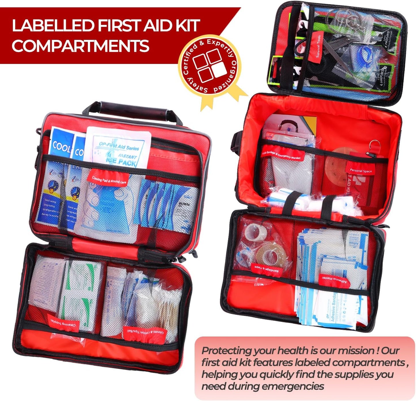 505 Piece Large First Aid Kit - Comprehensive Medical Kit for Home, Car, Travel, Camping, Business, School & Outdoor