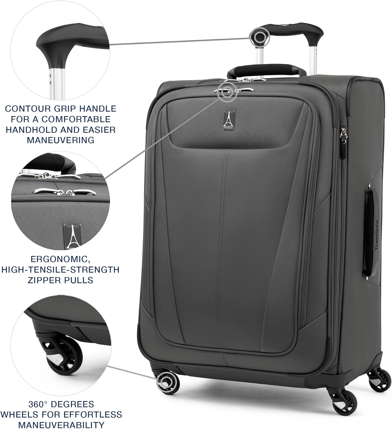 Travelpro Maxlite 5 Softside Expandable Luggage with 4 Spinner Wheels, Lightweight Suitcase, Men and Women, Shadow Grey, 2-Piece Set (21/29)