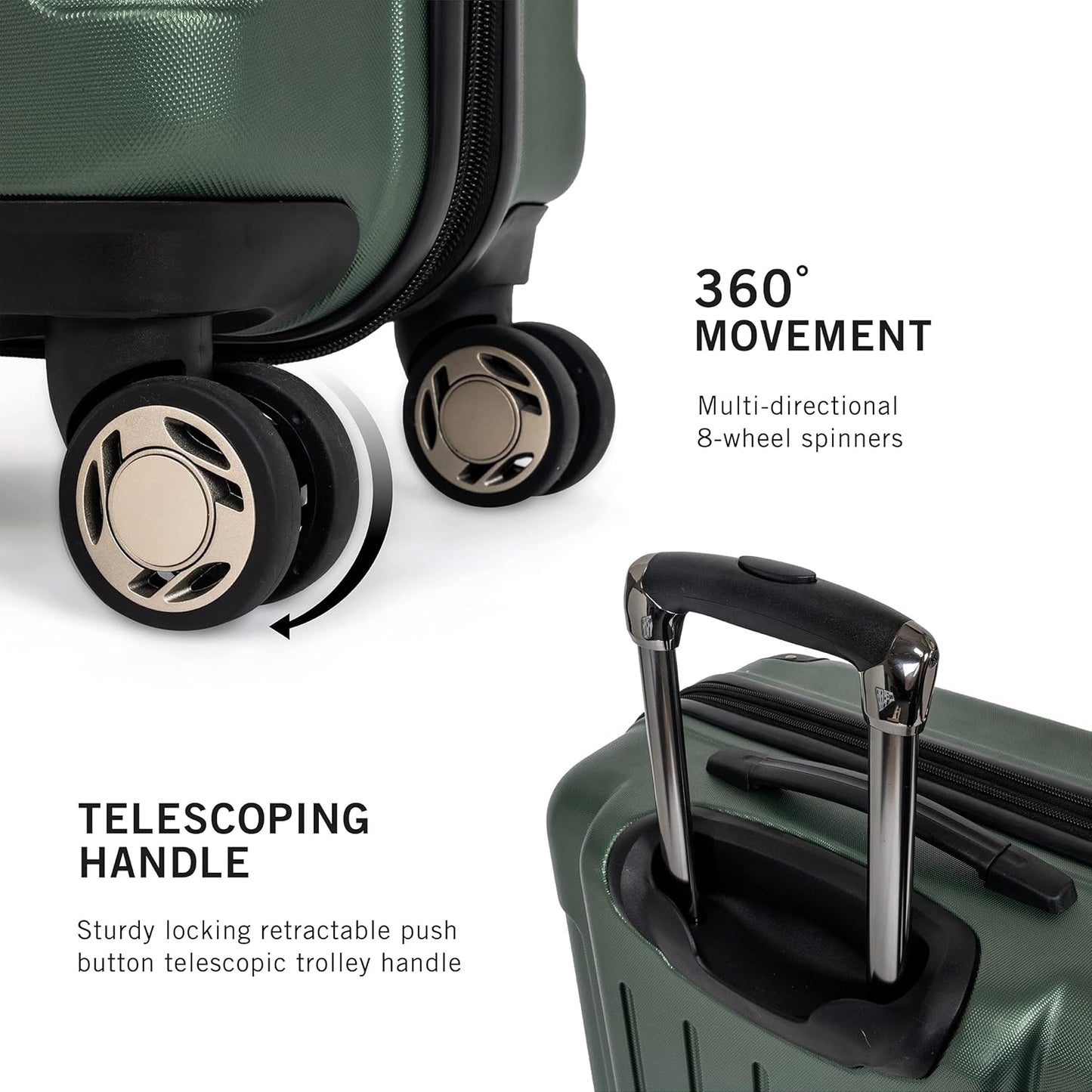 Kenneth Cole REACTION Renegade Luggage Expandable 8-Wheel Spinner Lightweight Hardside Suitcase, Cilantro, 20-inch Carry On