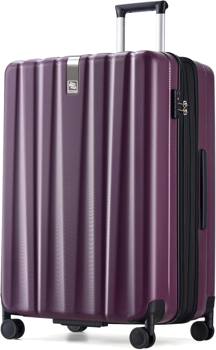 Hanke 29 Inch Expandable Checked Luggage Lightweight PC Hard Shell Luggage Suitcases with Wheels Tsa Luggage Rolling Large Suitcase Travel Luggage Bag for Study Abroad(Purple)