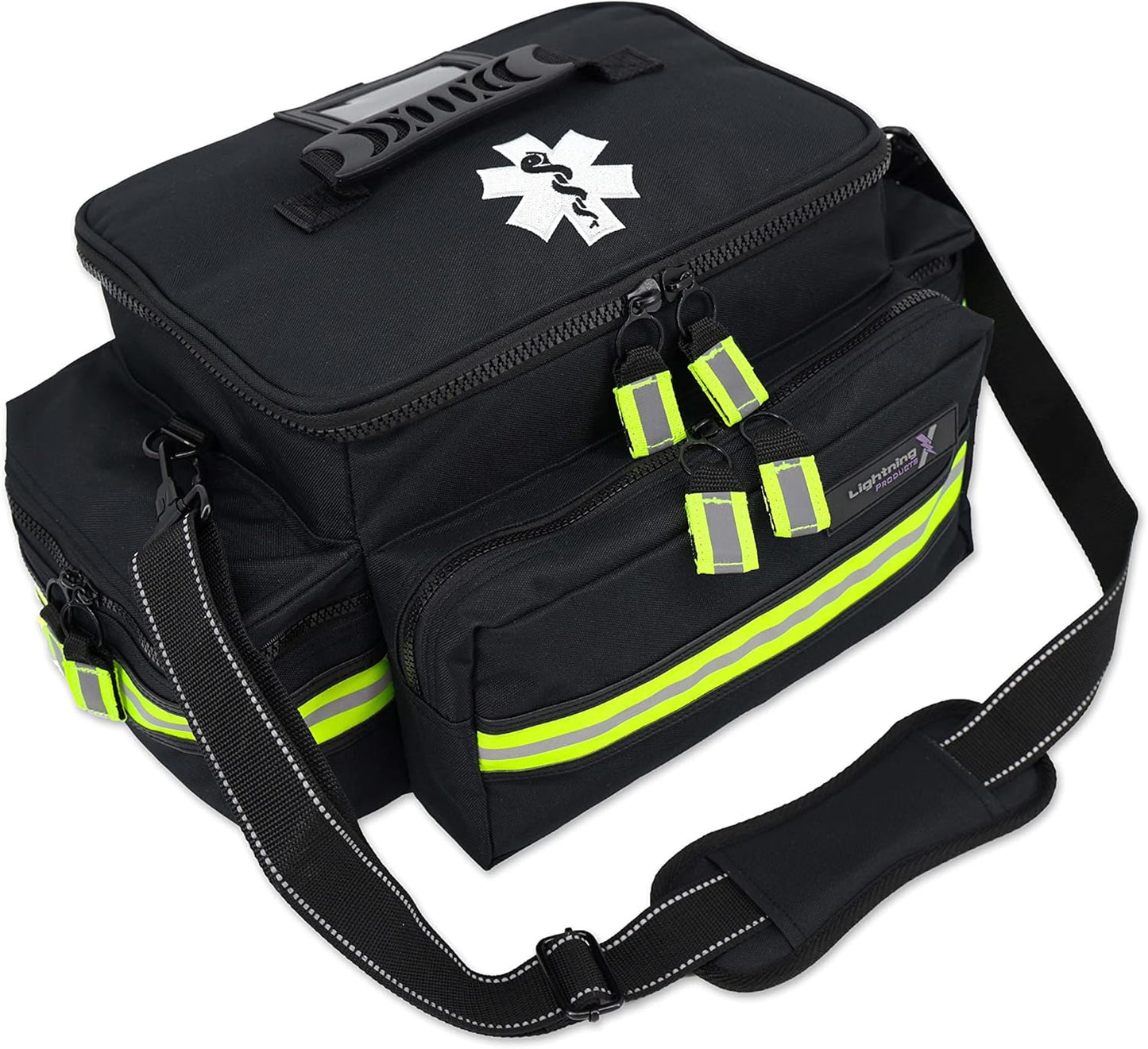 Lightning X Products Lightning X Mid-Sized First Responder EMT Bag | LXMB25 Fully Stocked Aid Kit w/ 200+ BLS Supplies - Black