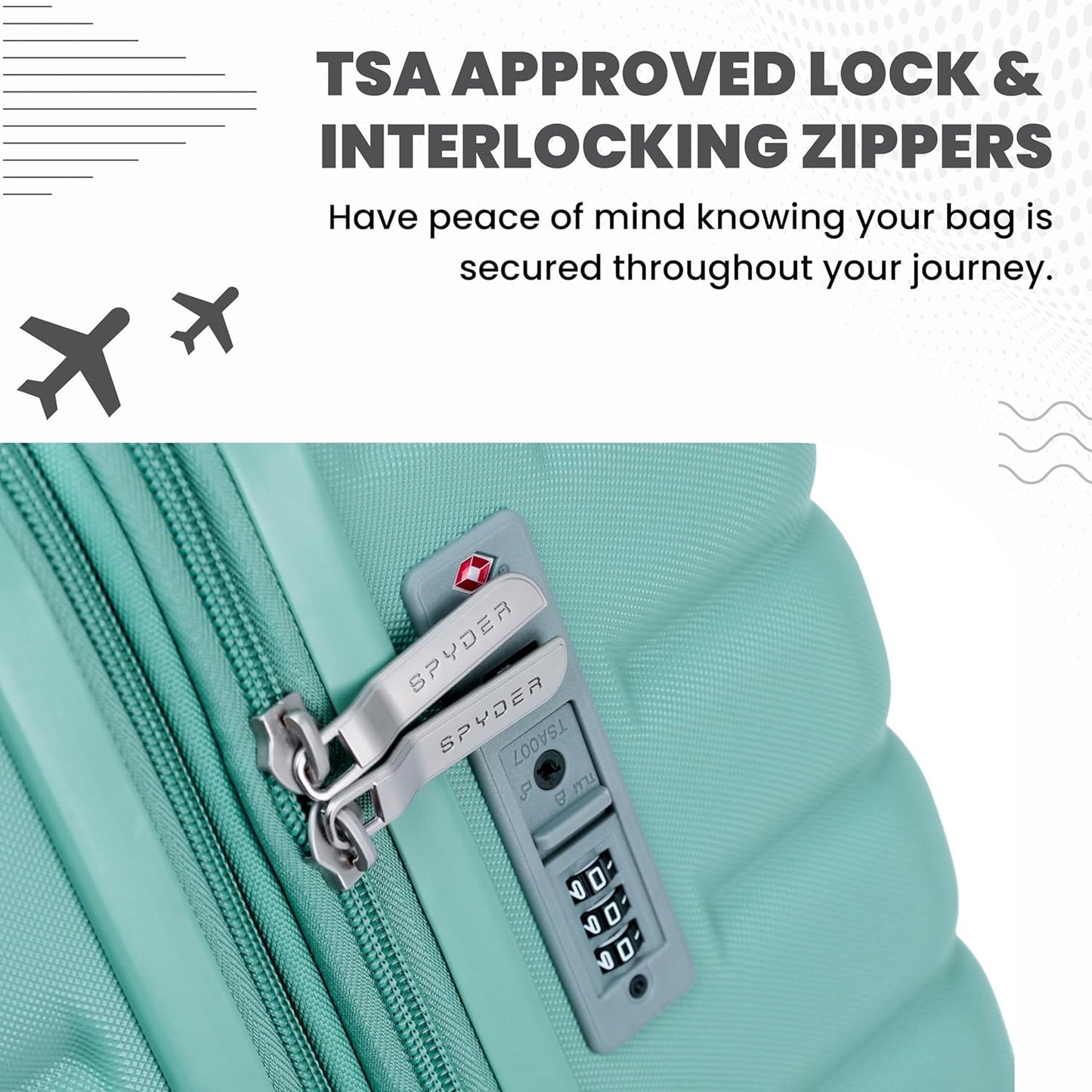 Spyder 25" Hardside Medium Checked Luggage, Durable Lightweight Hardshell Suitcase with 360° Spinner Wheels, Expandable for up to 20% More Space, TSA Approved Lock, Seafoam Green