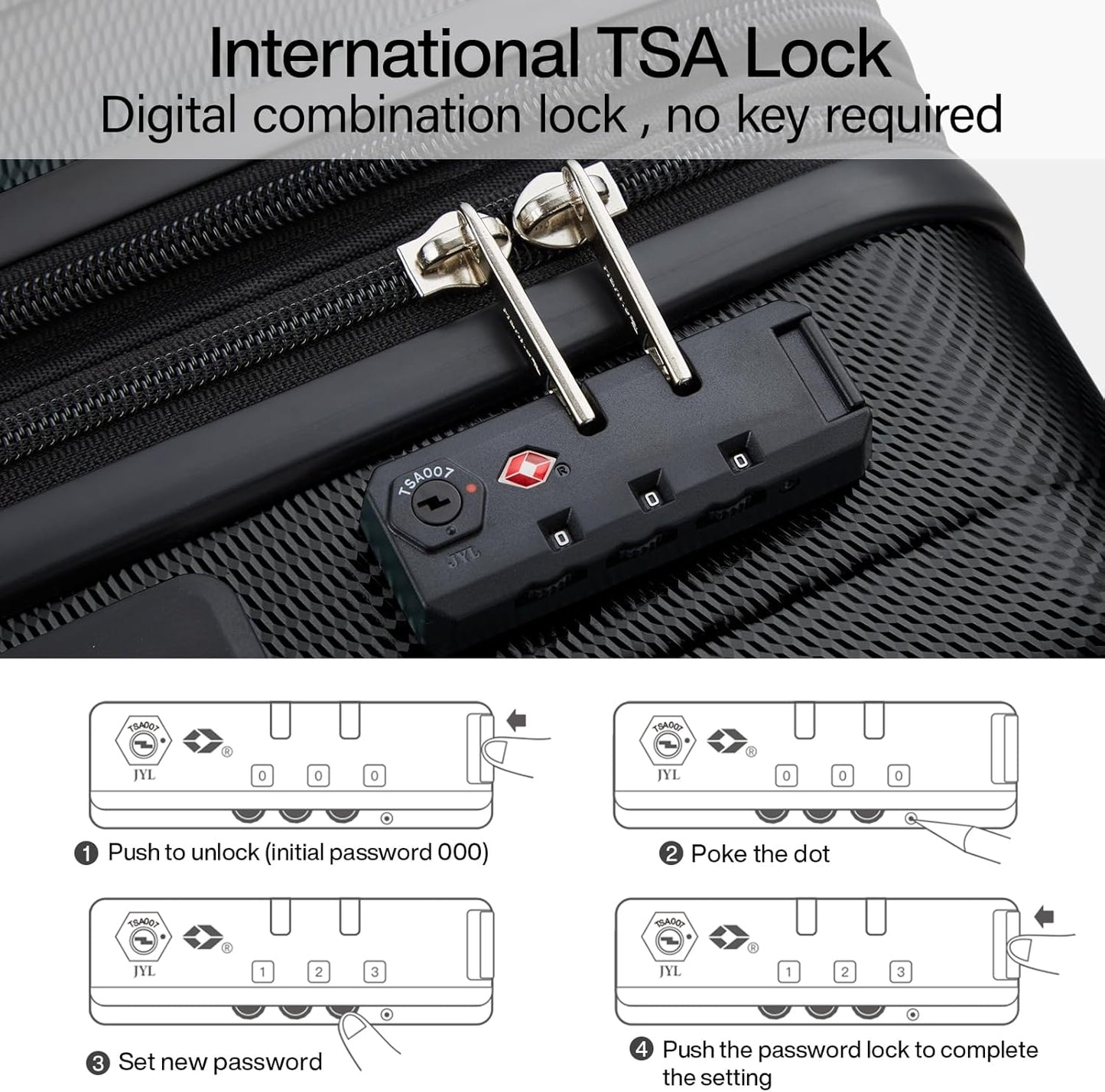 Hanke 29 Inch Expandable Checked Luggage Lightweight PC Hard Shell Luggage Suitcases with Wheels Travel Luggage Rolling Large Suitcase Travel Luggage Bag for Study Abroad.(Jet Black)