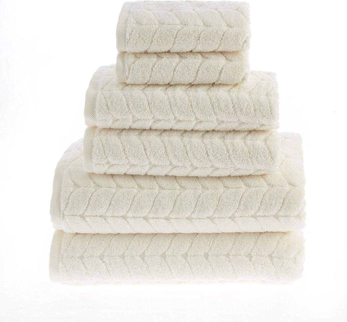 BAGNO MILANO Turkish Bath Towels, Soft Plush Jacquard Luxury Bath Towels, Quick Dry Towel Set (Cream, 6 pcs Towel Set)