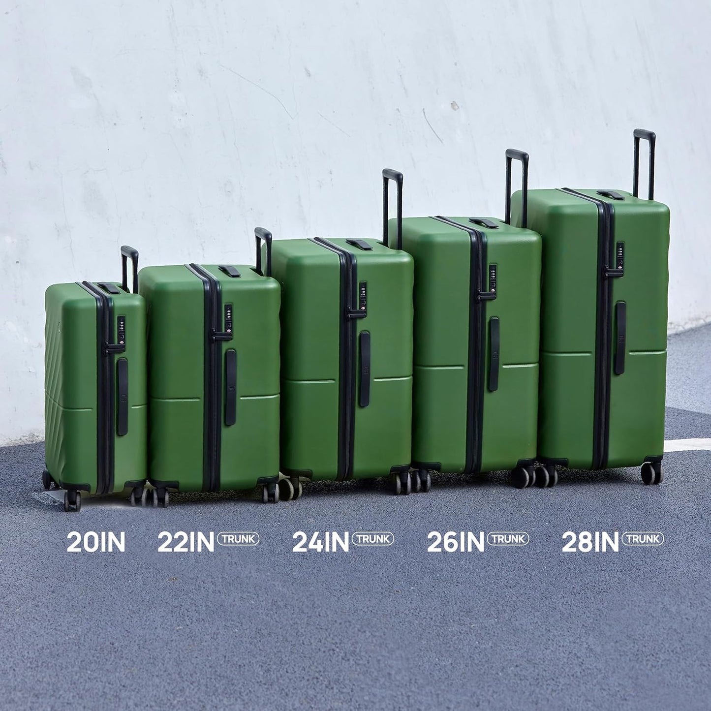 NINETYGO Carry On Suitcase, 20 Inch Carry-On Luggage with Double Spinner Wheels, Anti-Burst Zipper, Hard Case PC Suitcase Carry On, Lightweight Travel Luggage, TSA Approved (Seaweed Green, Hudson)