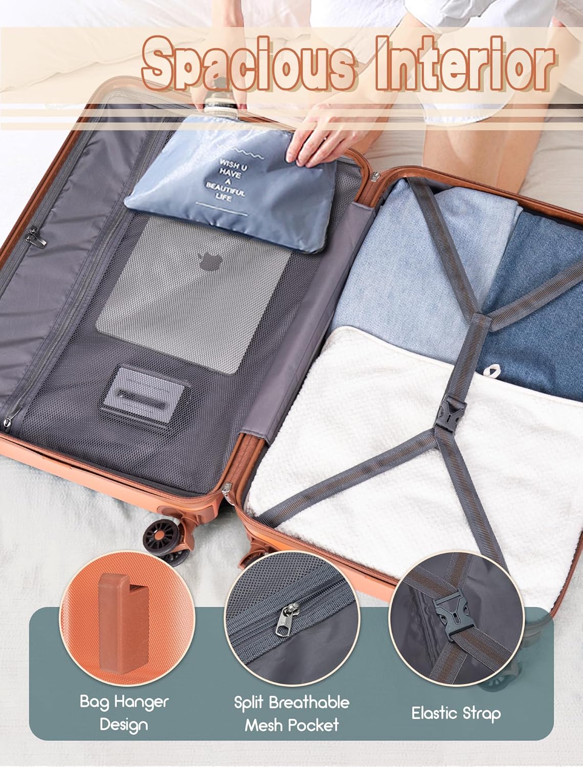 Luggage Sets 5 Piece, Suitcases with Wheels, Hardshell Suitcase Set, ABS Carry on Luggage Set with TSA Lock, Travel Luggage