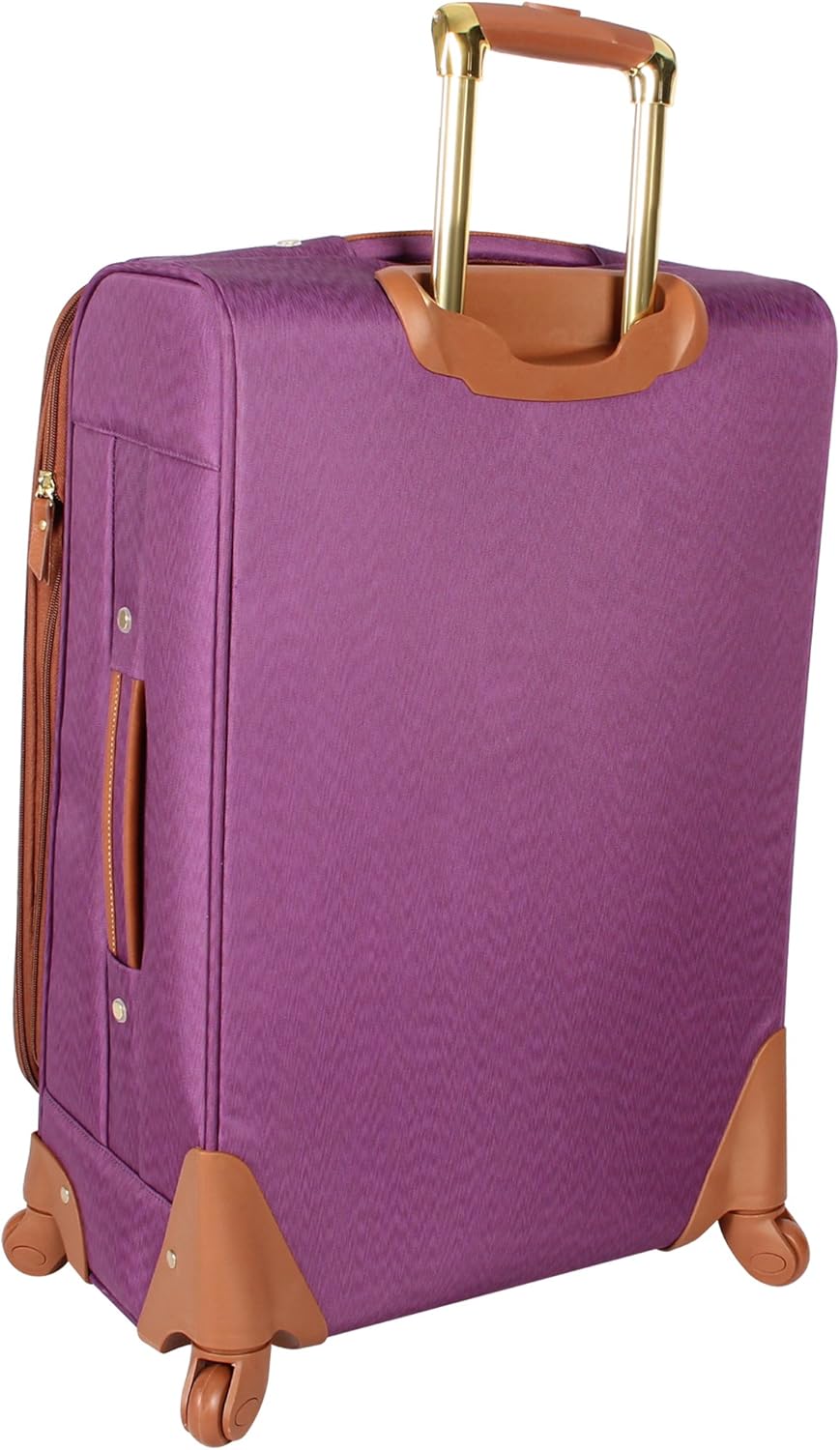 Steve Madden Designer Luggage Collection - Expandable 24 Inch Softside Bag - Durable Mid-sized Lightweight Checked Suitcase with 4-Rolling Spinner Wheels, Purple, 3 light 24"
