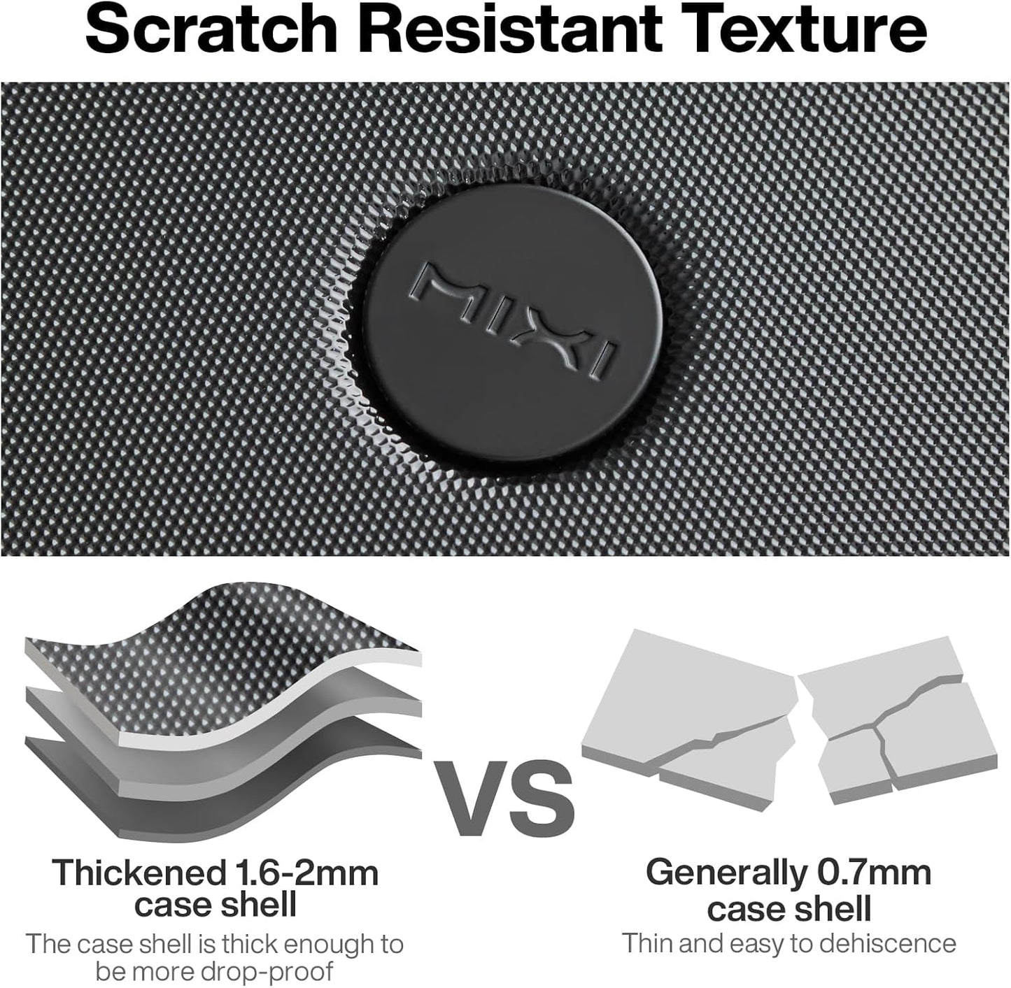 mixi Upgrade Carry on Luggage Suitcases with Spinner Wheels, Hardside Rolling Suitcase PC with TSA Lock Lightweight Travel Case 20in Carry-On, Fine Grid Black