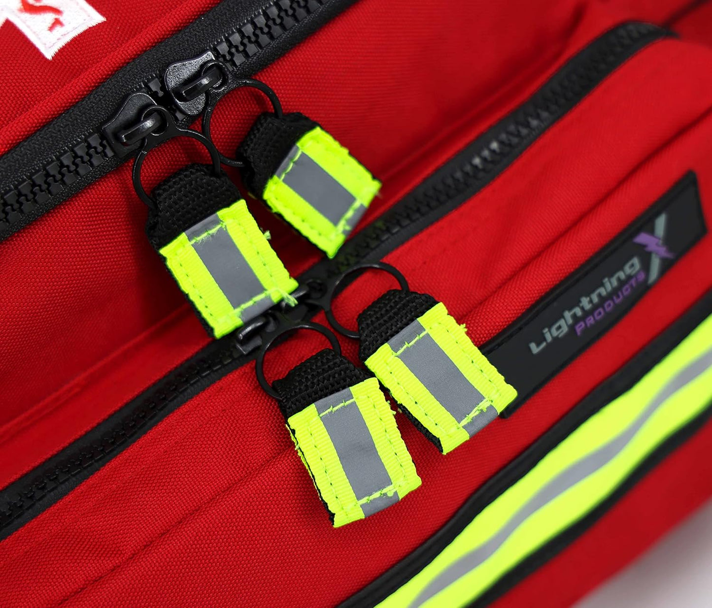 Lightning X Products Lightning X Mid-Sized First Responder EMT Bag | LXMB25 Fully Stocked Aid Kit w/ 200+ BLS Supplies - RED