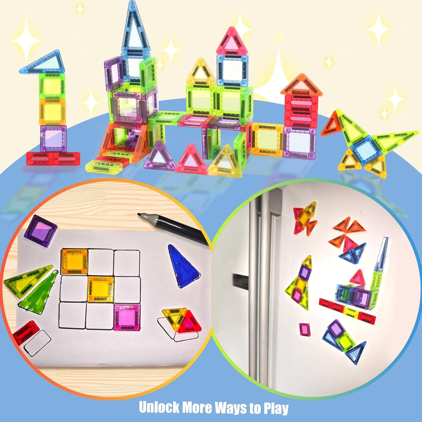 36PCS Mini Magnetic Tiles with Iron Box, Magnetic Building Blocks Travel Size for Kids, STEM Educational Toys Birthday Gifts for 3 4 5 6 7 Year Old Boys Girls Children