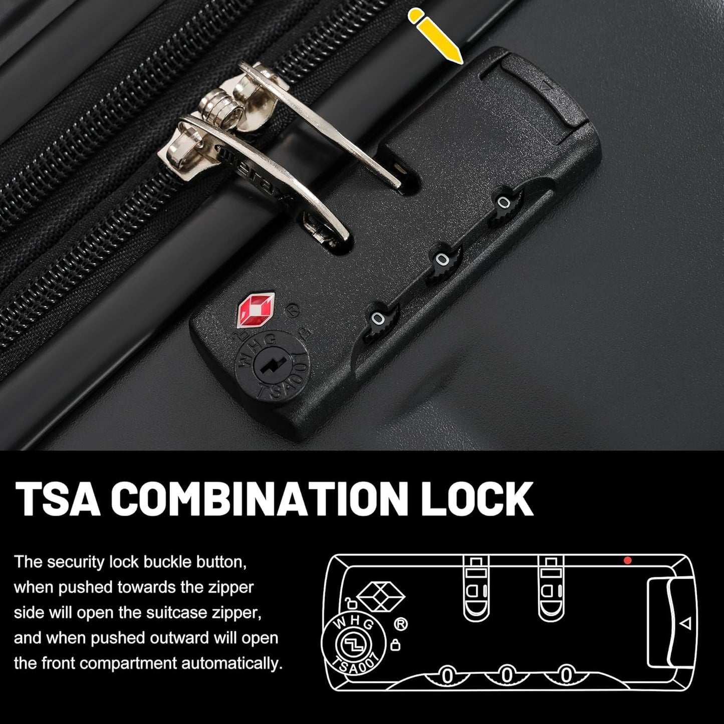 Merax Luggage Sets, Durable Hardshell 3 Piece Suitcase with Double Spinner Wheels and Handle Bags,Lightweight Carry on Luggage with TSA Lock,20+24+28 inches,Black