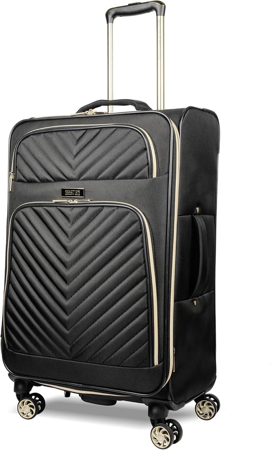 Kenneth Cole REACTION Chelsea Chevron Quilted Luggage, Black, 24-Inch Checked