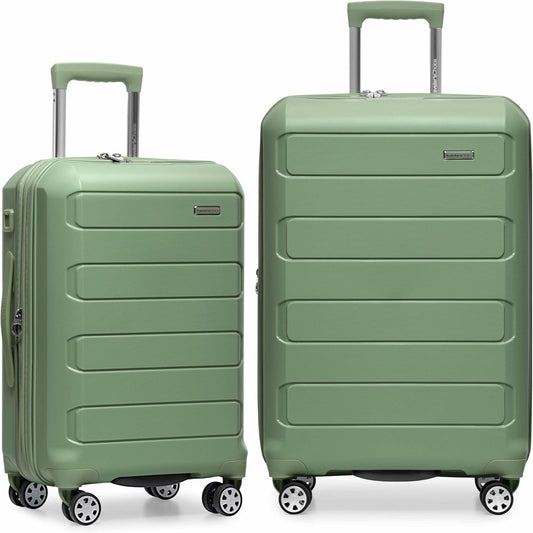 Traveler's Choice Pagosa Indestructible Hardshell Expandable Spinner Luggage, Green, 2-Piece Set (22/26)