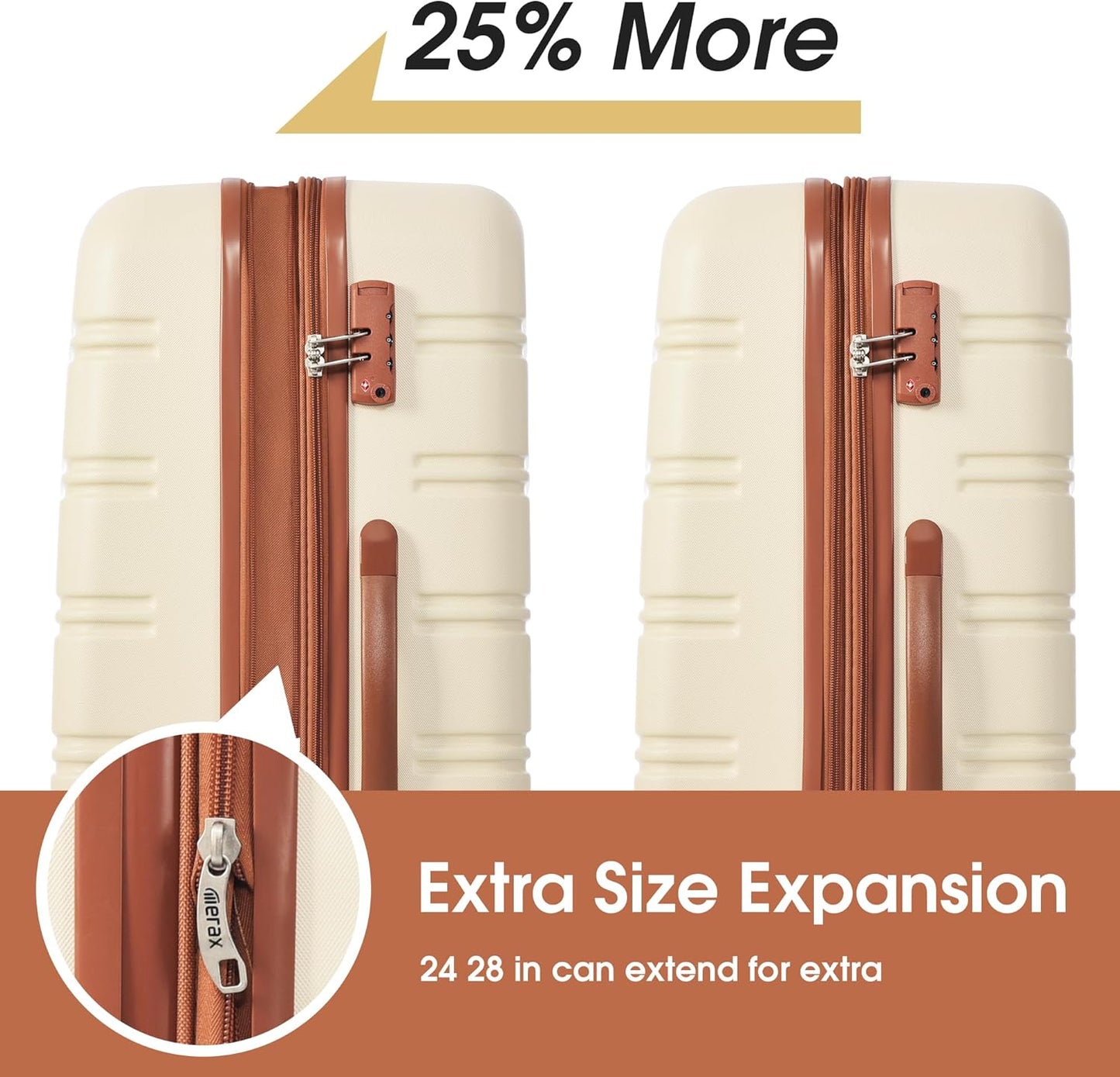 Merax Luggage Sets 3 Piece Carry on Luggage Airline Approved,Hard Case Luggage Expandable Checked Luggage Suitcase Set with Wheels